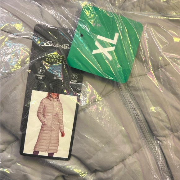 NWT Eddie Bauer Ladies Hooded Down Duffle Coat GRAY - size XL - Picture 7 of 8